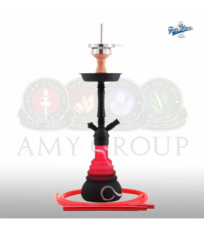 Amy Deluxe 450 4Star shisha in rood - complete waterpijp set met vaas en slang