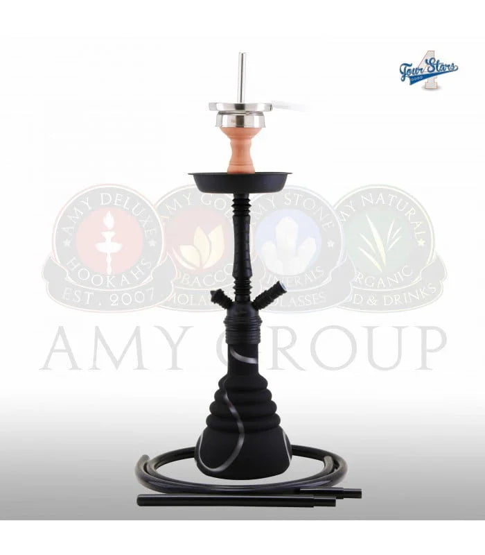 Amy Deluxe 450 4Star waterpijp in zwart - roestvrij stalen rookkolom mat