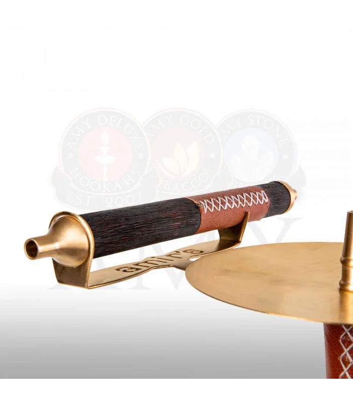 Amy Deluxe AMIRS Indi V2.0 - leren waterpijp slang met siliconen binnenkant en houten shisha mondstuk