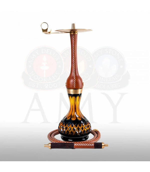 Amy Deluxe AMIRS Indi V2.0 Zwart - complete shisha van 70 cm met leren rookkolom en handgeslepen glazen vaas