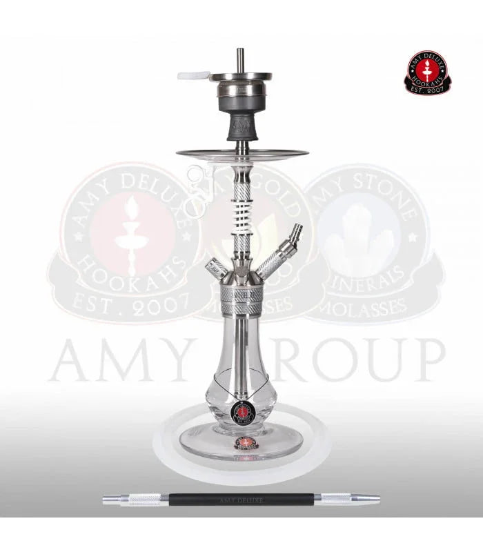Amy Deluxe Carbonica Gear S shisha zijaanzicht met carbon kolom