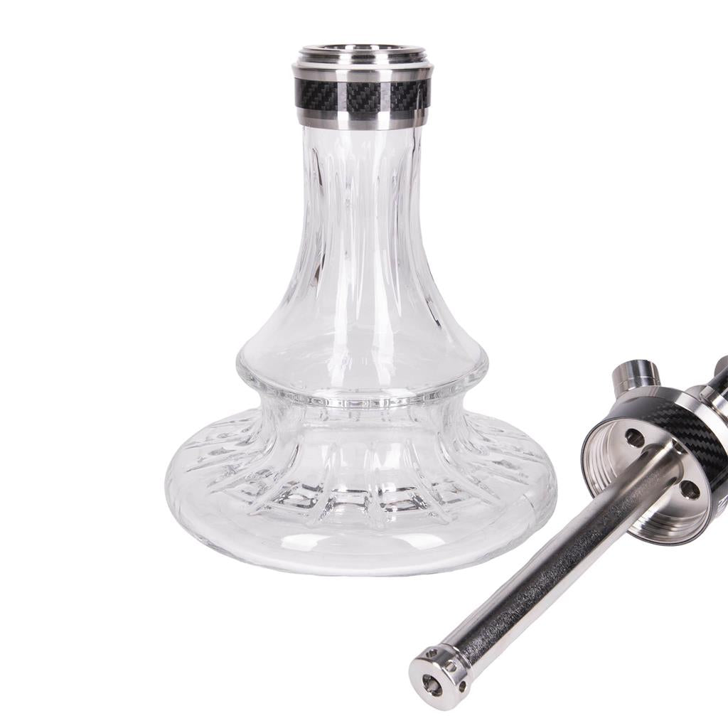Amy Deluxe Carbonica Solid S bruine glazen vaas en roestvrij stalen rookkolom met carbon ommanteling