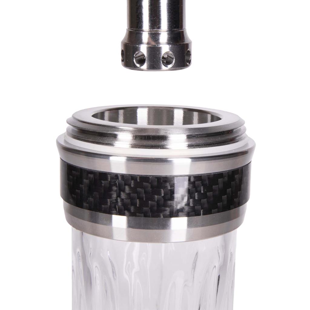 Amy Deluxe Carbonica Solid S roze waterpijp met diffusor en siliconenslang