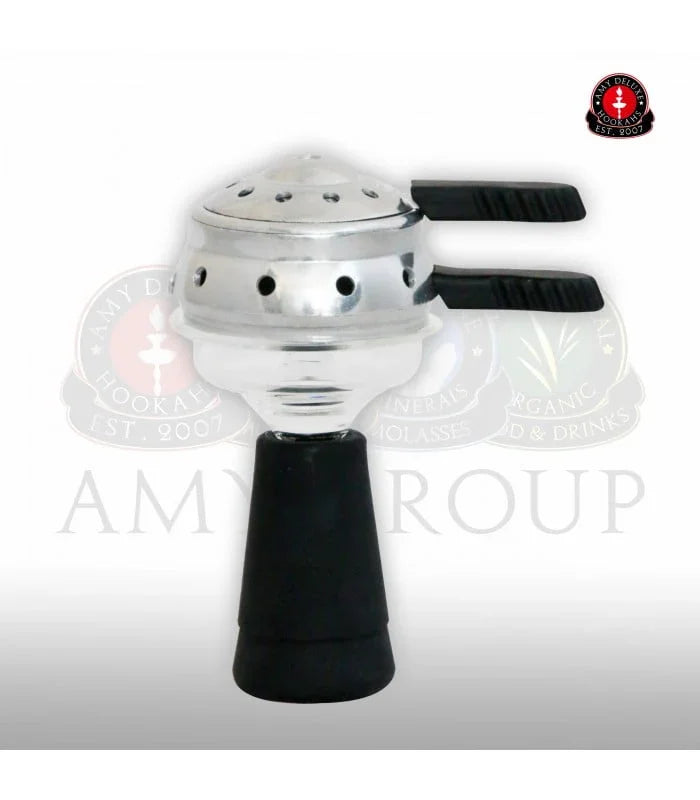 Amy Deluxe Glassi Set glazen waterpijp tabakskop met Kaloud Heat Management Device van bovenaf gezien