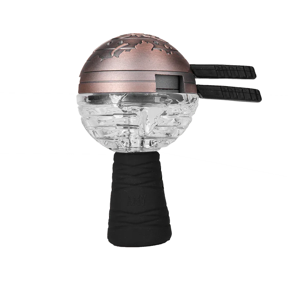 Amy Deluxe Globe Glassi Set Bronze - glazen waterpijp tabakskop met bronzen afwerking en phunnel-ontwerp