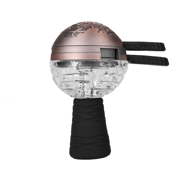 Amy Deluxe Globe Glassi Set Bronze - glazen waterpijp tabakskop met bronzen afwerking en phunnel-ontwerp