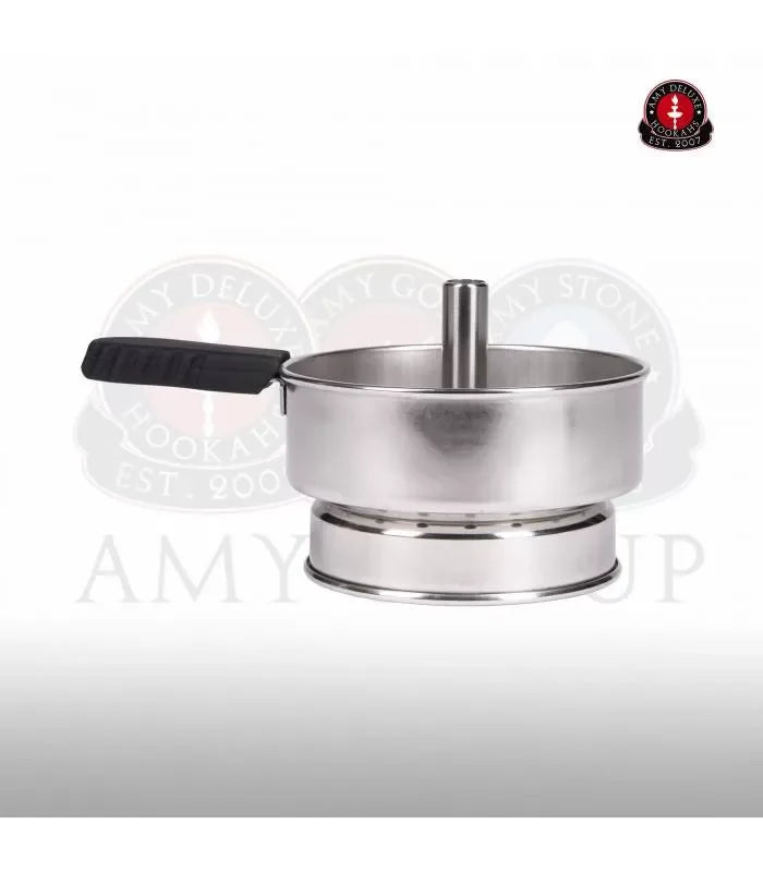Amy Deluxe Hotscreen Zilver metalen warmteverdeler voor shisha tabakskop op witte achtergrond