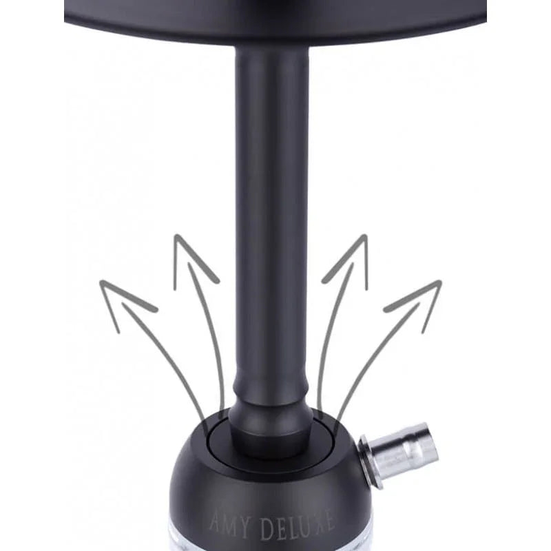 Amy Deluxe Joy S Transparant shisha - zijaanzicht met transparante vaas en magnetische slangaansluiting