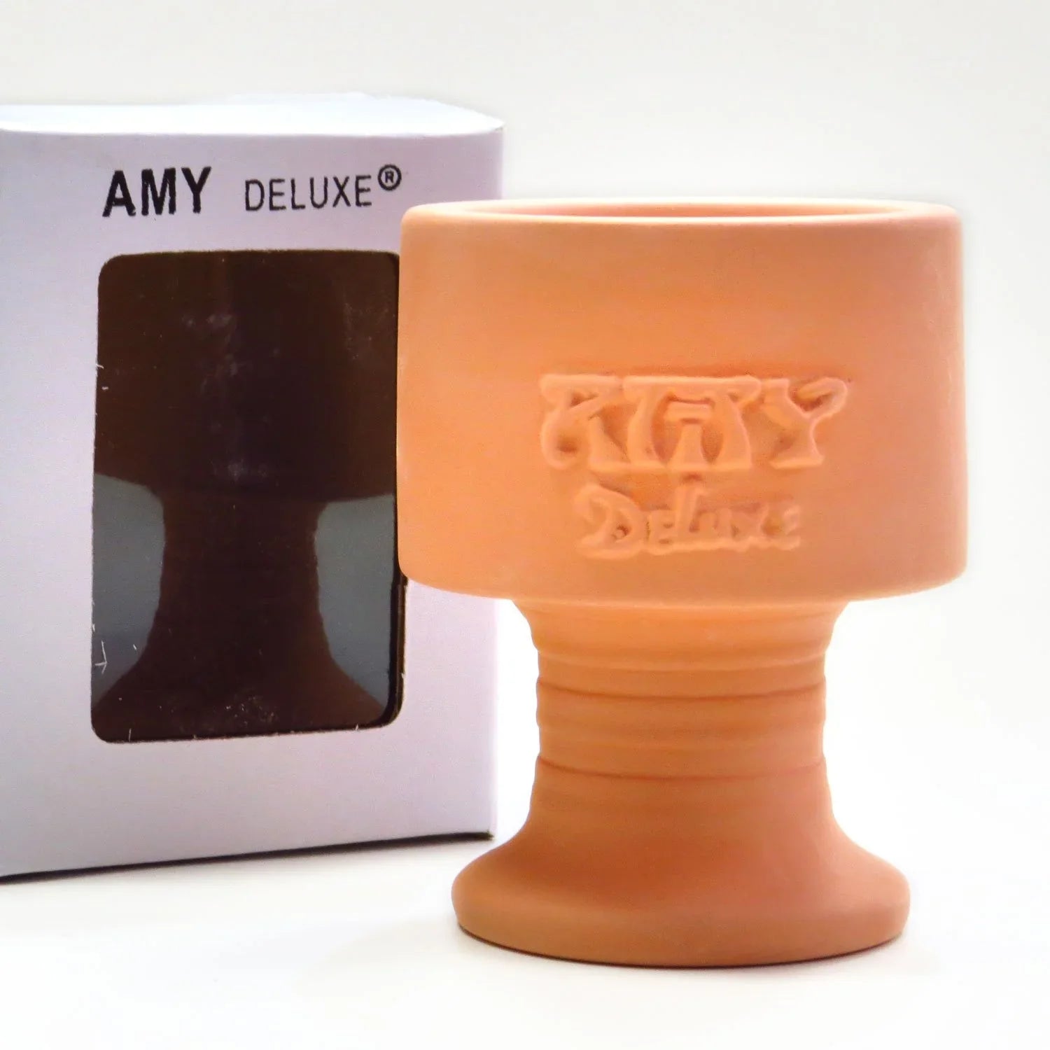 Amy Deluxe klei tabakskop bovenaanzicht - groot middenkanaal en diepe bodem voor shisha