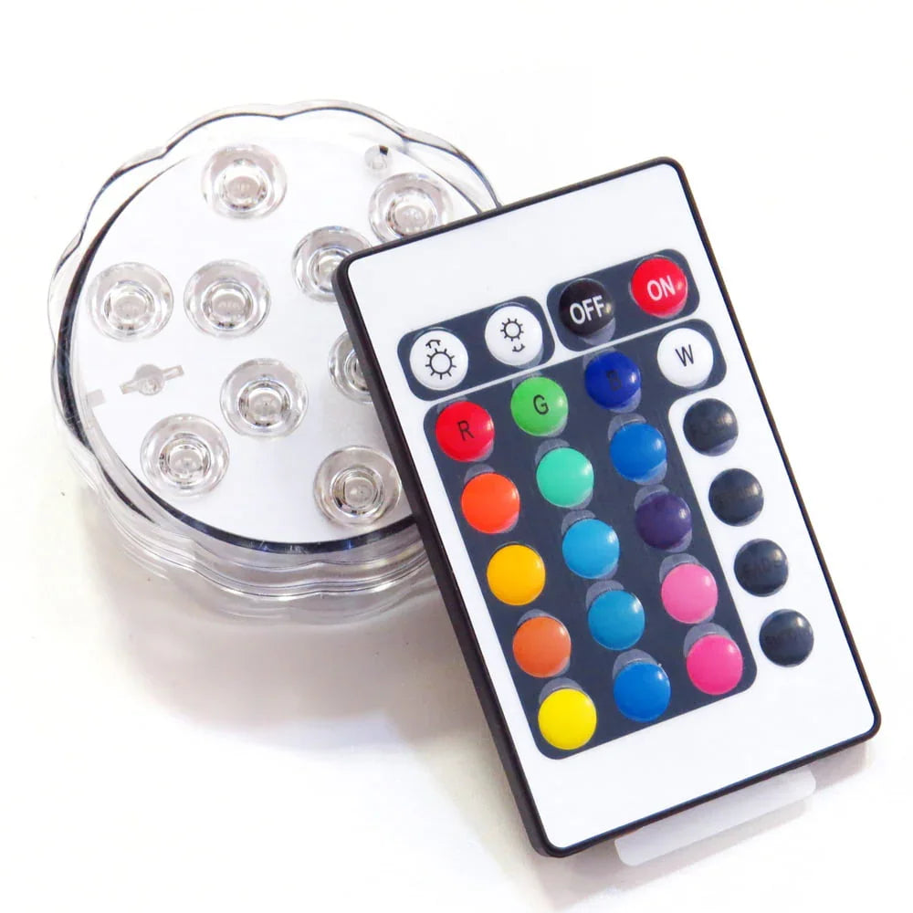 Amy Deluxe LED-verlichting voor onder de waterpijp vaas, waterdicht schijfje met kleurenspel in het bubberende shisha water