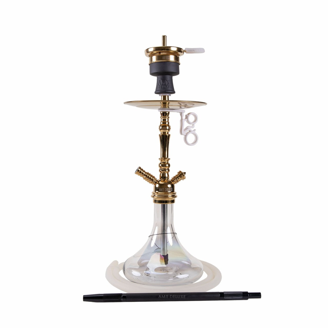 Amy Deluxe Middle Globe R 056 Goud waterpijp van 60cm met doorzichtige glazen vaas en gouden messing rookkolom