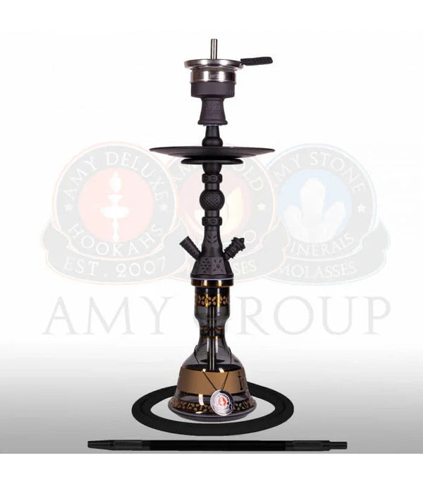 Amy Deluxe Mini Kura waterpijp in goud en zwart met handgemaakte glazen vaas met goudkleurige Oosterse decoratie