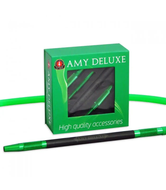 Amy Deluxe S238 shisha slang groen - detail aluminium mondstuk 30 cm en slanglengte 1,50 meter