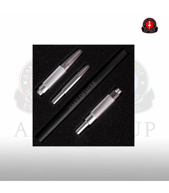 Amy Deluxe S238 shisha slang wit - zijaanzicht van slang en aluminium mondstuk