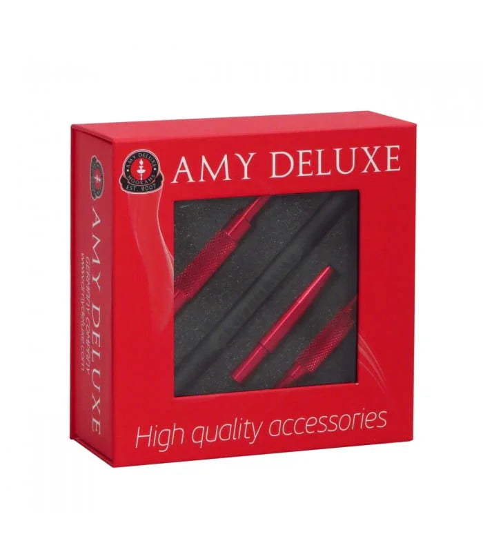 Amy Deluxe S238 siliconen waterpijp slang in rood met aluminium mondstuk en opberghoes