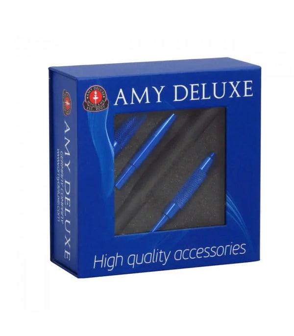 Amy Deluxe S238 siliconen waterpijp slang met aluminium mondstuk in blauw, inclusief opbergbox