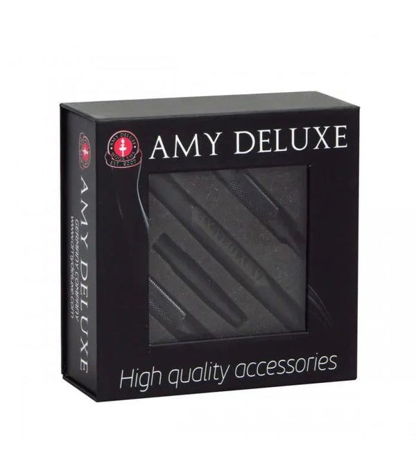 Amy Deluxe S238 siliconen waterpijp slang zwart met aluminium mondstuk en opbergbox