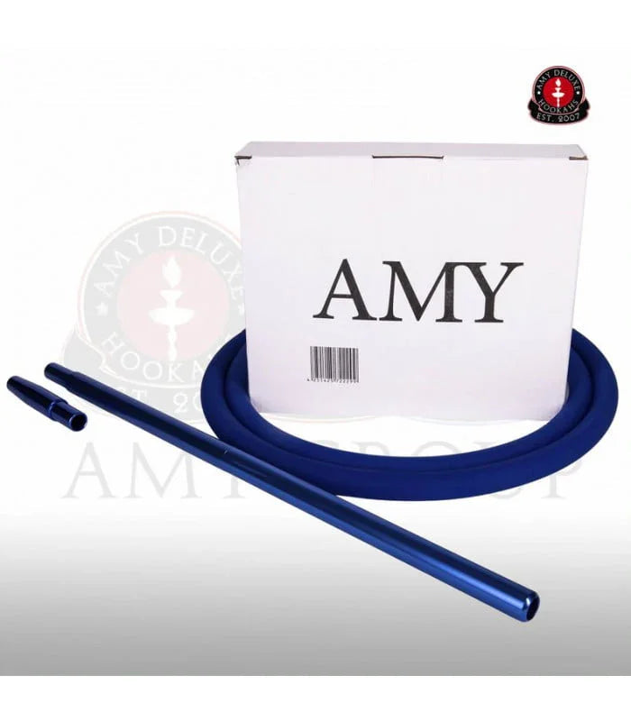 Amy Deluxe siliconen shisha slang en aluminium mondstuk in blauw