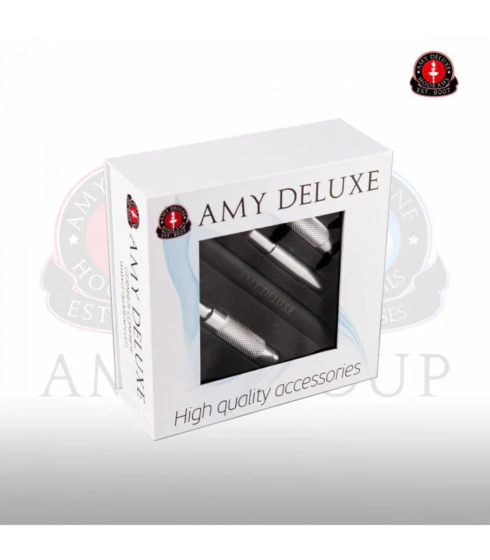 Amy Deluxe siliconen waterpijp slang S238 wit met aluminium mondstuk en opberghoes