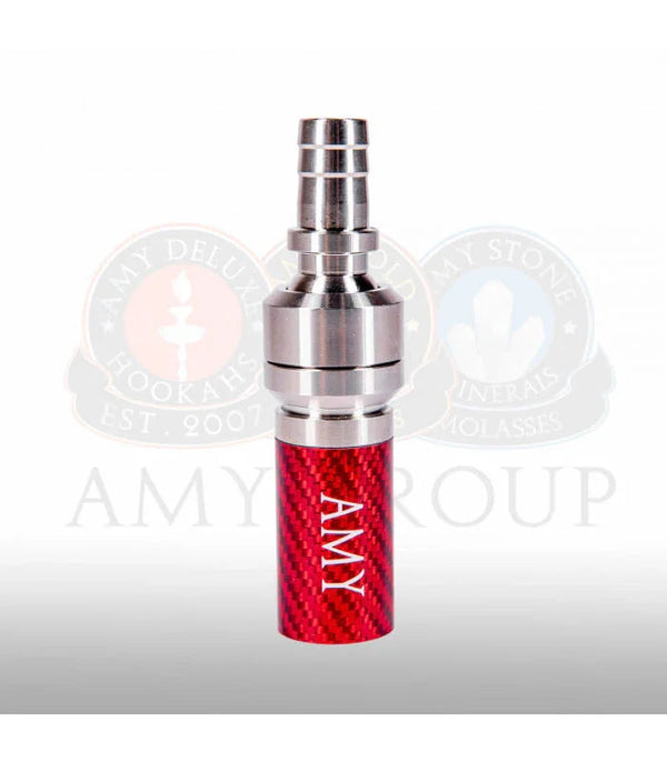 Amy Deluxe Slijp Adapter RVS Carbon rood - shisha slangaansluiting met kogelgewricht