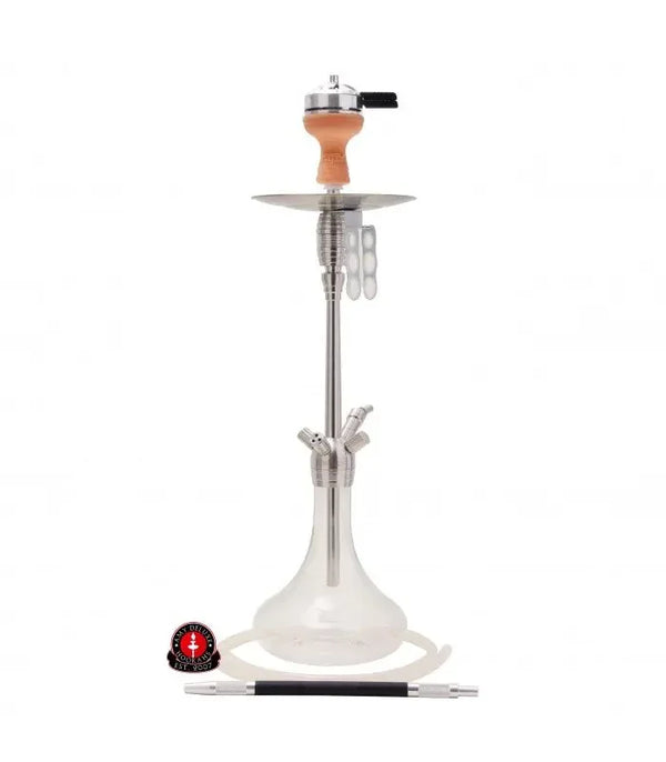 Amy Deluxe SS05 RVS waterpijp van 70 cm - shisha van roestvrij staal met glazen vaas en kliksluiting