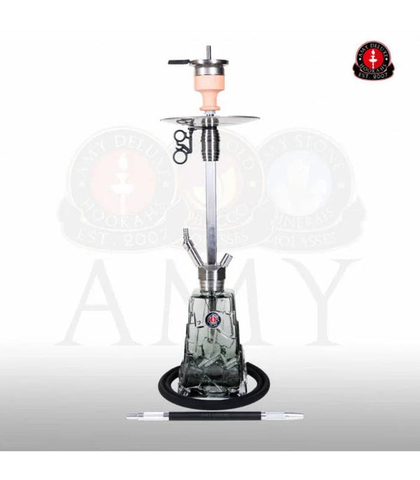 Amy Deluxe SS18.01 Crystalica shisha in het zwart met roestvrij stalen rookkolom en kristal-look vaas