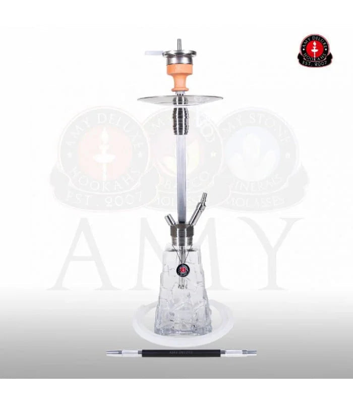 Amy Deluxe SS18.01 Crystalica waterpijp transparant met doorzichtige glazen vaas en RVS kolom