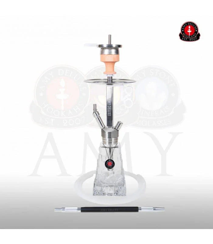 Amy Deluxe SS18.02 Little Crystalica shisha met transparante glazen rotsvaas - vooraanzicht