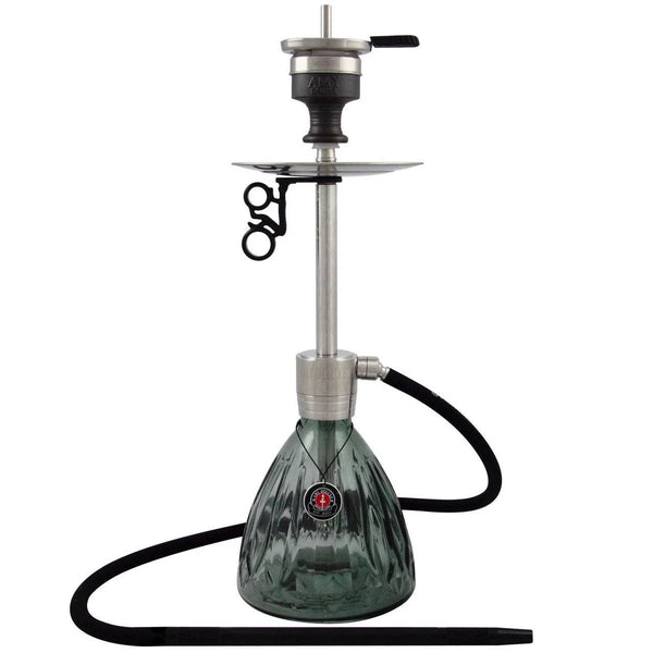Amy Deluxe SS23.02 Zwart shisha waterpijp met matzwarte glasbasis en siliconenslang