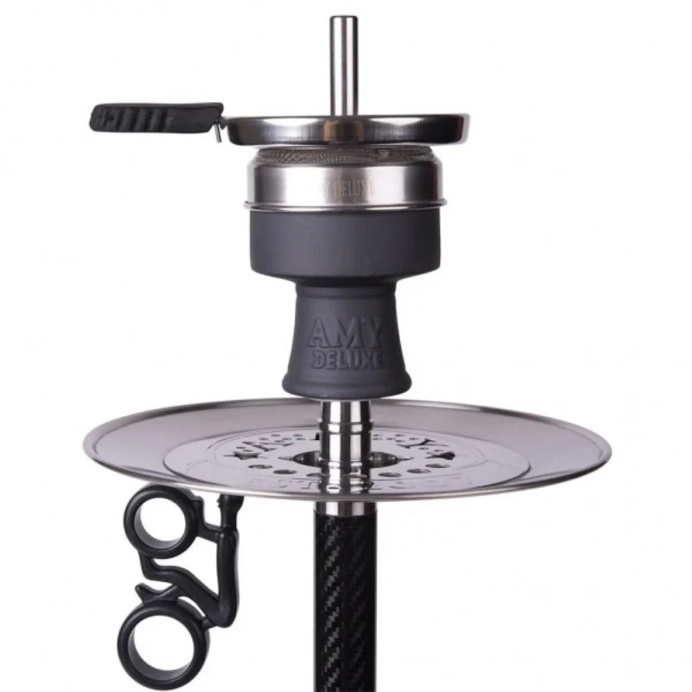 Amy Deluxe SS32.02 BK hookah set met siliconen waterpijp slang, tabakskop met heat management en kolenzubehoor