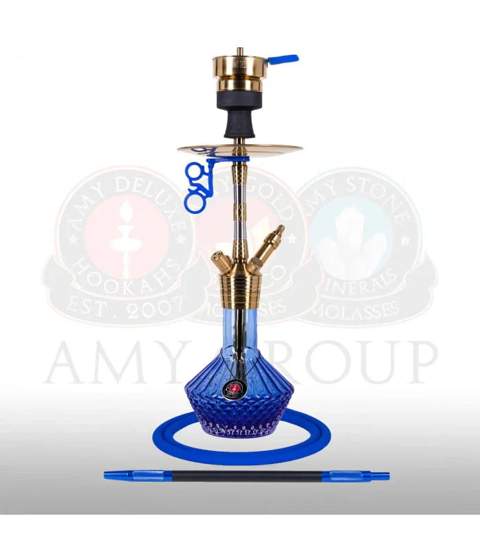 Amy Deluxe SS33.02 Fusion Shine S shisha blauw - roestvrijstalen waterpijp 65cm