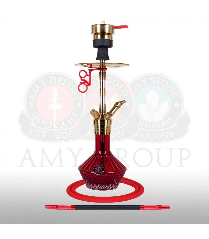 Amy Deluxe SS33.02 Fusion Shine S waterpijp rood - complete shisha set met accessoires
