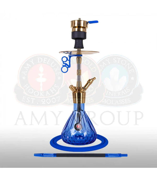 Amy Deluxe SS34.02 Fusion Kite S waterpijp in het Blauw, compleet met siliconenslang en glazen vaas