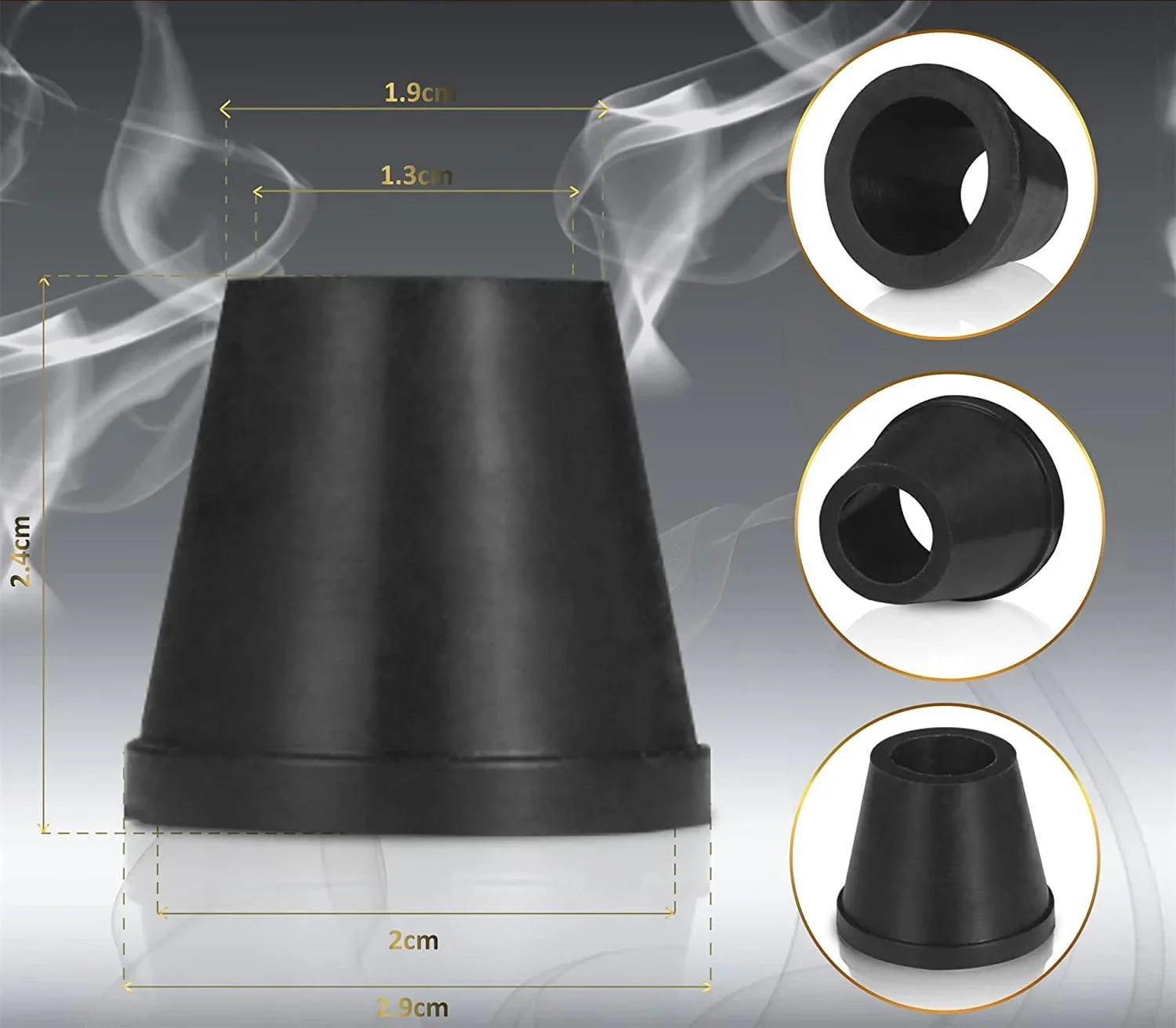 Amy Deluxe tabakskop rubber zwart voor waterpijp - vooraanzicht met shisha accessoires