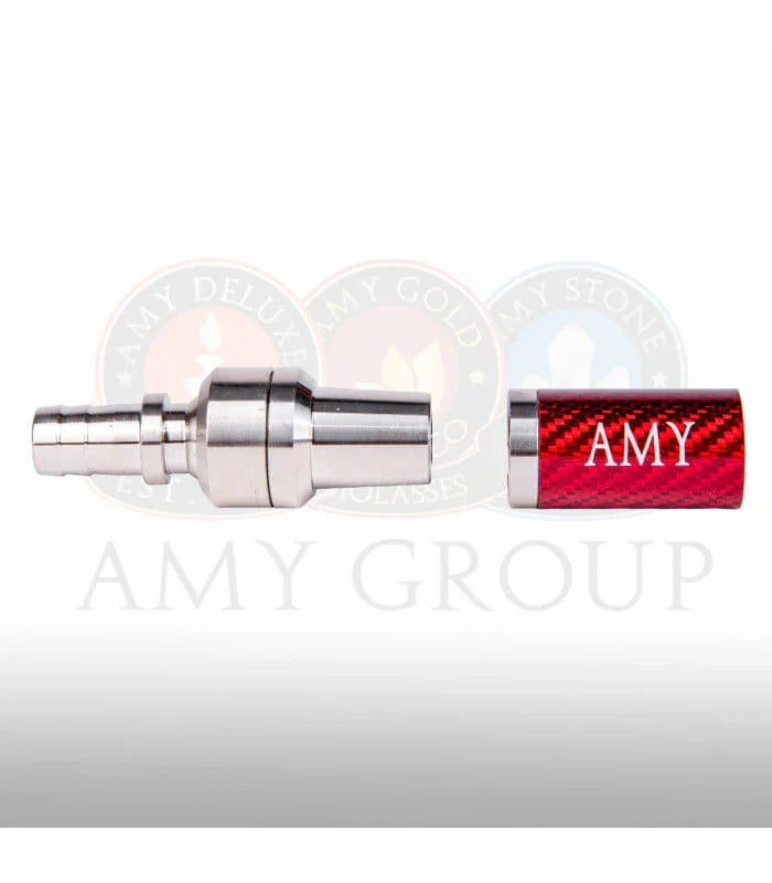 Amy Deluxe Waterpijp Adapter carbon rood - siliconen waterpijp slang aansluiting