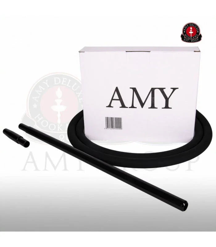 Amy Deluxe waterpijp slang siliconen in zwart met aluminium mondstuk