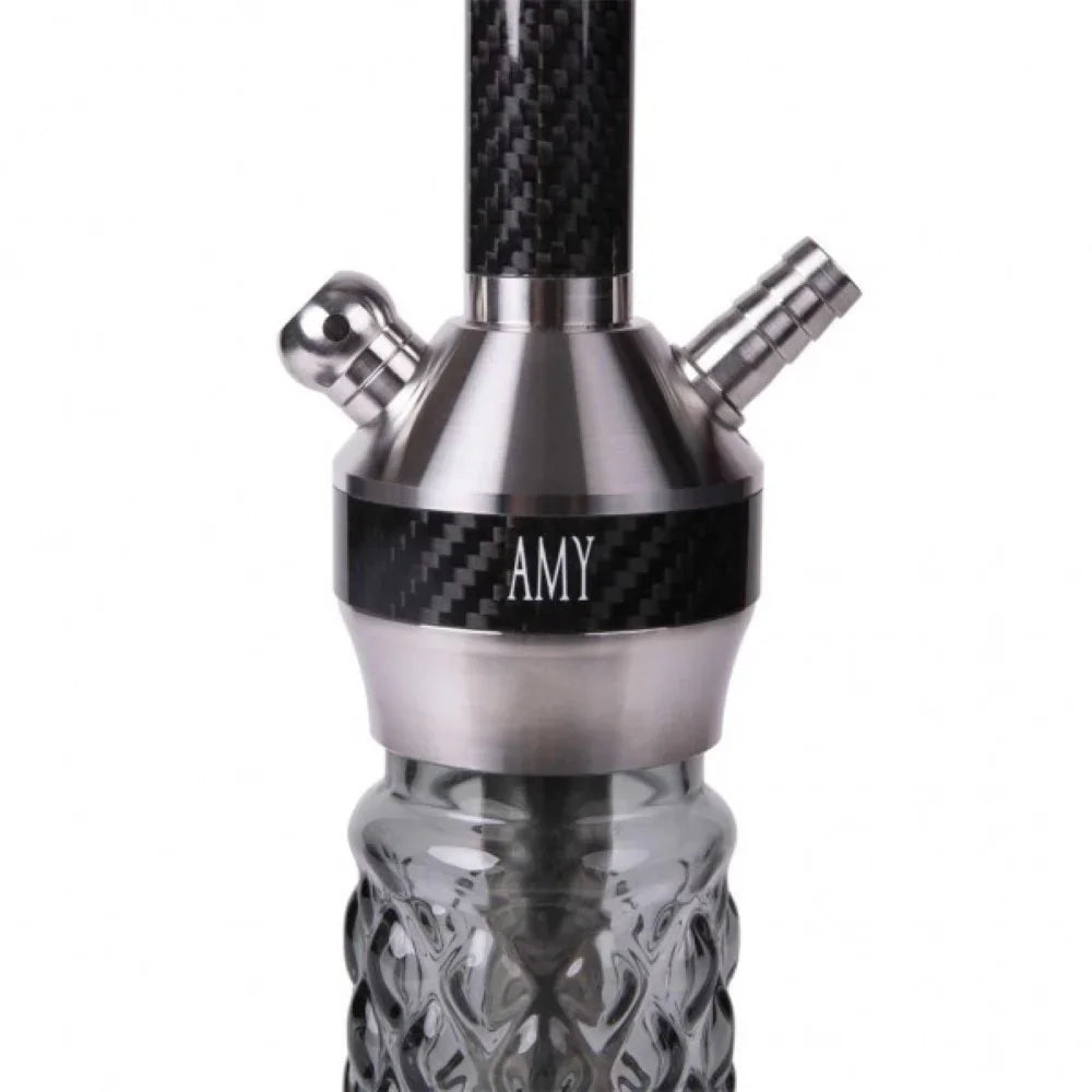 Amy Deluxe waterpijp SS32.02 BK met RVS constructie, afneembare diffuser en glazen vaas voor stille en dikke rook
