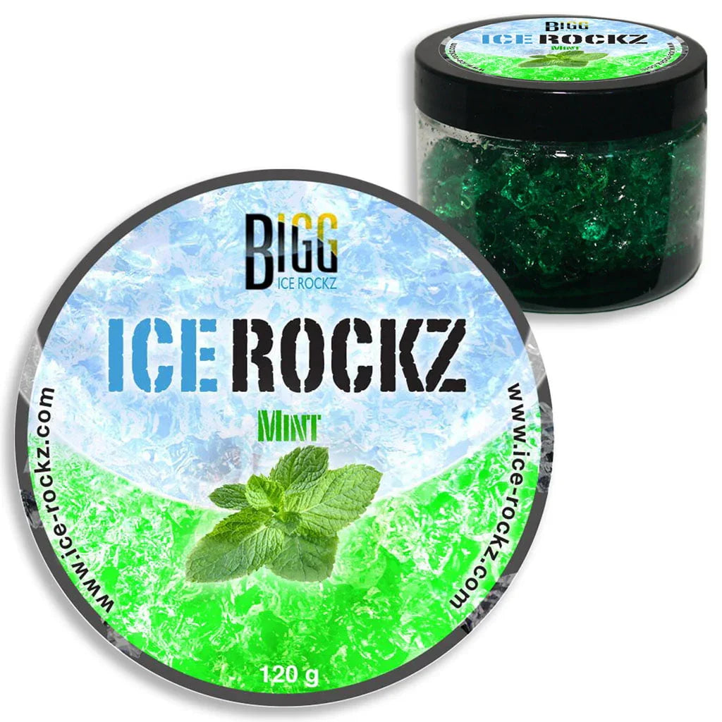 Bigg Ice Rockz Mint steam stones van dichtbij - koele muntfrisheid voor waterpijp
