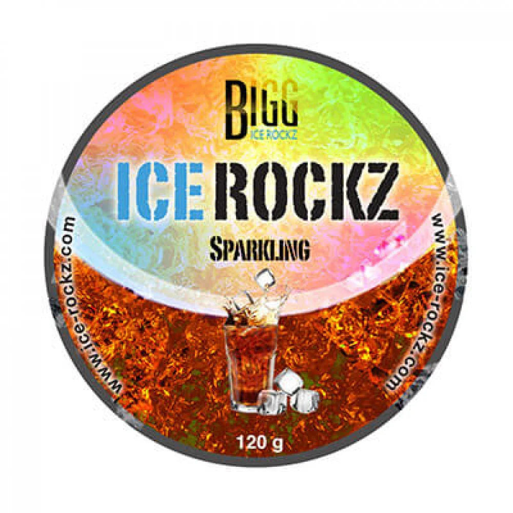 Bigg Ice Rockz Sparkling 120gr nicotinevrije shisha dampstenen met bruisende vruchtensmaak van merk ICE ROCKZ