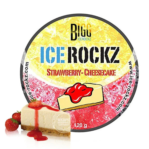 Bigg Ice Rockz Strawberry Cheesecake 120gr nicotinevrije shisha dampstenen van ICE ROCKZ voor de waterpijp