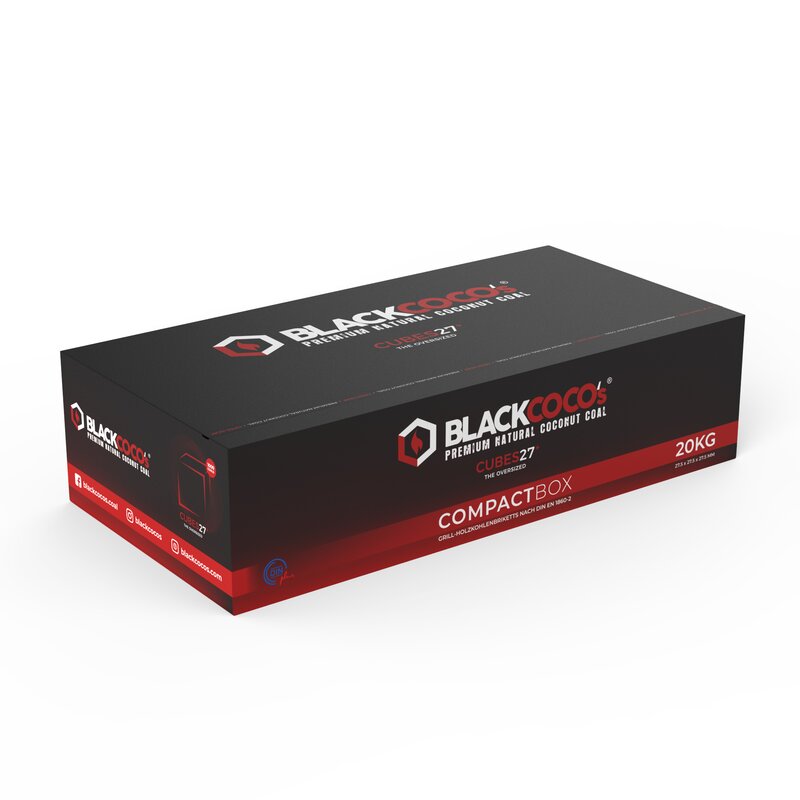 Black Coco 27 CUBES waterpijp kolen 20 kg verpakking met circa 1000 kokosblokjes van 27mm