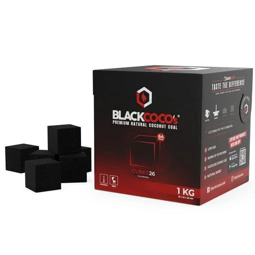 Black Coco's 26mm kolen 1 kg - waterpijp kolen kubus verpakking bovenkant