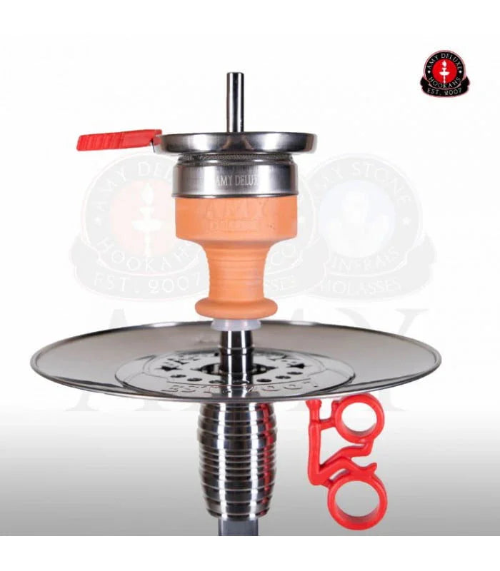 Bovenaanzicht Amy Deluxe SS18.01 Crystalica shisha met tabakskop en hot screen