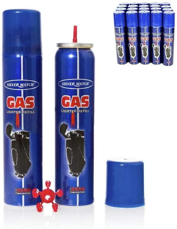 Butaan gasvulling 300 ml met 6 verloopstukjes voor shisha kolen aansteker en kolenbrander op gas