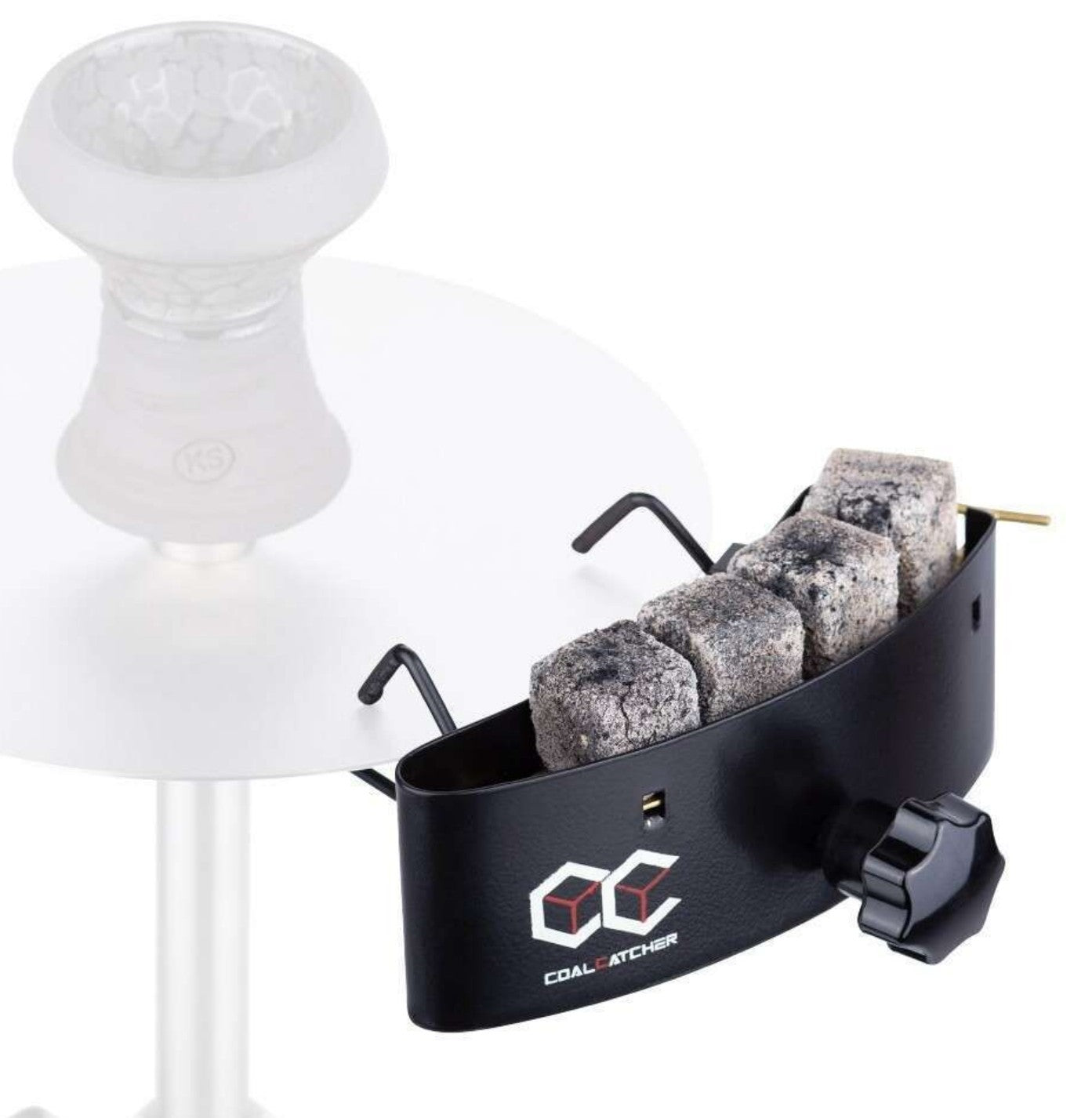Coal Catcher Black roestvrij staal shisha asopvang met uitneembaar rooster matzwart