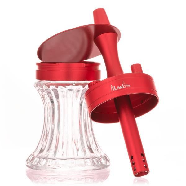 Compacte reis waterpijp Aladin 2 Go Alu rood in draagtas