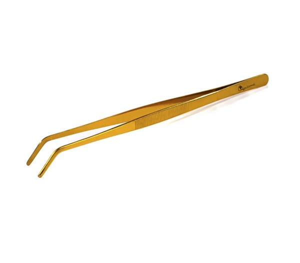Dschinni Grab Gold kolentang 30 cm in goud - shisha kolentang van roestvrij staal met antislip greep voor veilig verplaatsen van waterpijp kolen