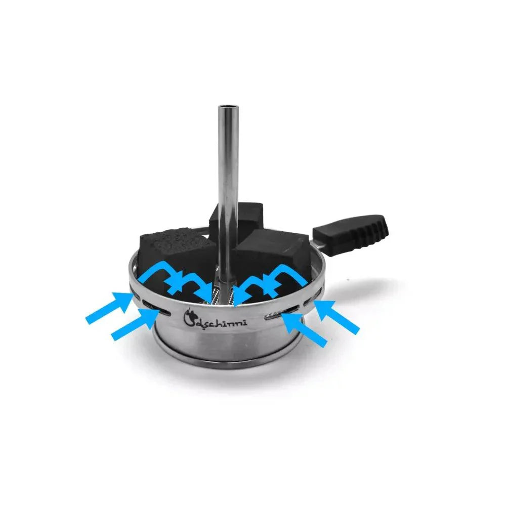 Dschinni Vulcan Air RVS hotscreen met Air Flow ventilatieopeningen voor shisha