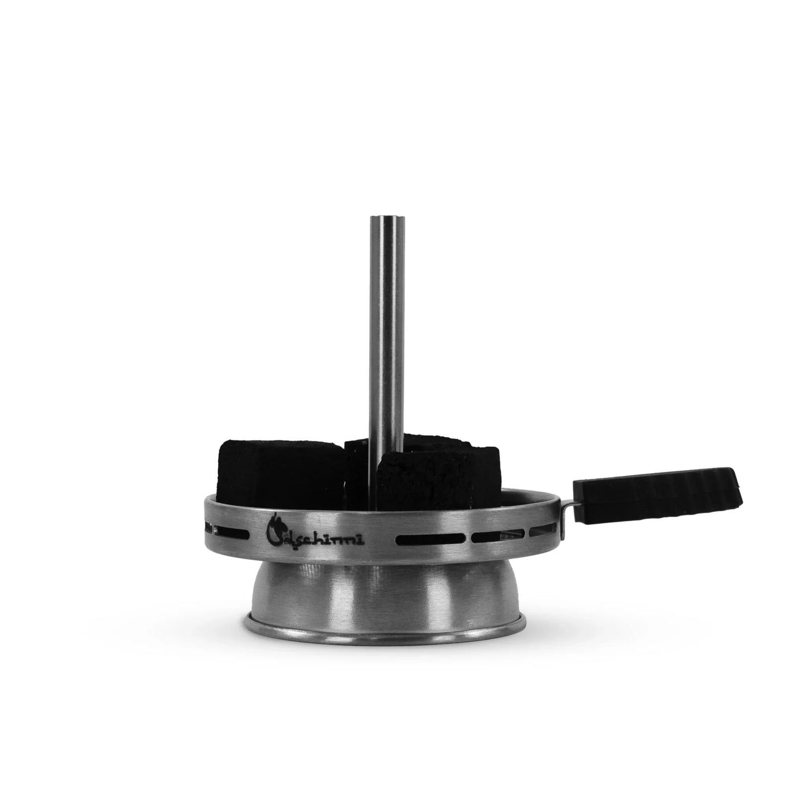 Dschinni Vulcan Air shisha chimney geplaatst op een waterpijp tabakskop zijaanzicht