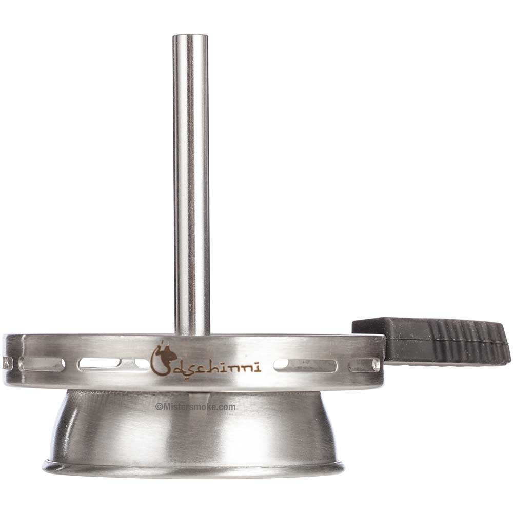 Dschinni Vulcan Air shisha chimney hotscreen van roestvrij staal op een waterpijp tabakskop